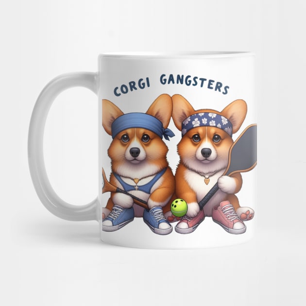 Corgi Puppies Playing Pickleball Design by Battlefoxx Living Earth